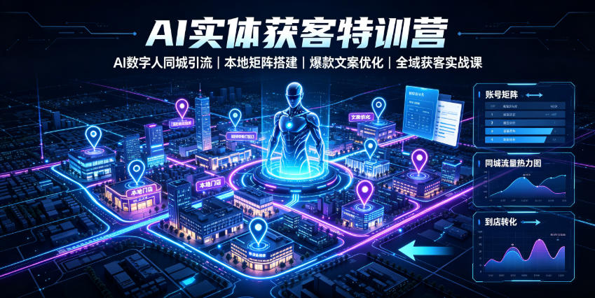 AI实体获客特训营｜AI数字人同城引流、本地矩阵搭建、爆款文案优化全域获客实战课-heixxmi