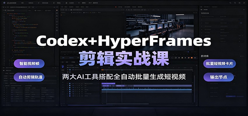 Codex+HyperFrames剪辑实战课：两大AI工具搭配全自动批量生成短视频-heixxmi