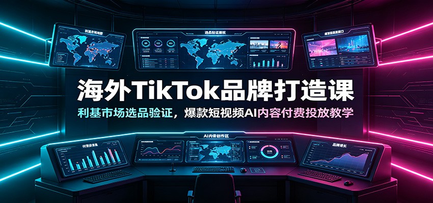 海外TikTok品牌打造课：利基市场选品验证，爆款短视频AI内容付费投放教学-heixxmi