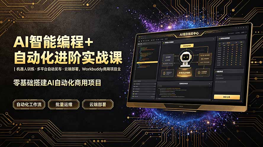 AI智能编程+自动化进阶实战课｜机器人训练·多平台自动发布·云端部署，Workbuddy商用项目全流程教学-heixxmi