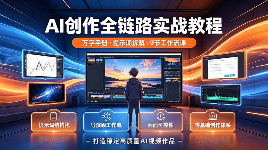 AI创作全链路实战教程｜万字手册·提示词拆解·9节工作流课，打造稳定高质量AI视频作品-heixxmi