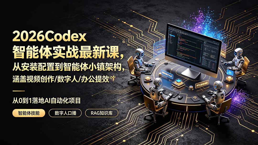 2026Codex智能体实战最新课，从安装配置到智能体小镇架构，涵盖视频创作/数字人/办公提效全技能-heixxmi