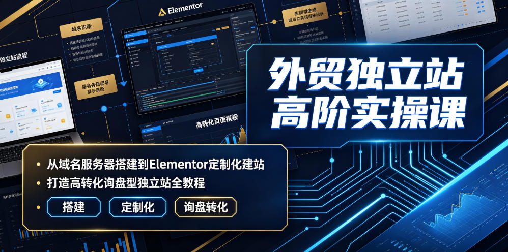 外贸独立站高阶实操课｜从域名服务器搭建到Elementor定制化建站，打造高转化询盘型独立站全教程-heixxmi
