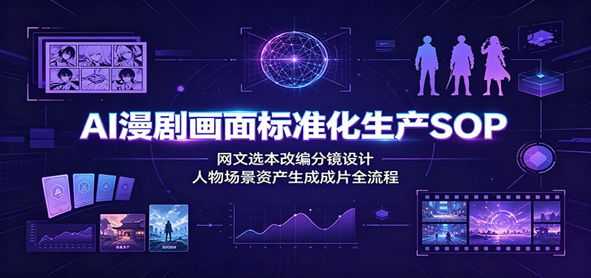AI漫剧画面标准化生产SOP：网文选本改编分镜设计，人物场景资产生成成片全流程-heixxmi