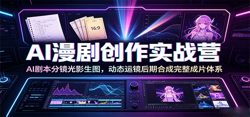 AI漫剧创作实战营：AI剧本分镜光影生图，动态运镜后期合成完整成片体系-heixxmi