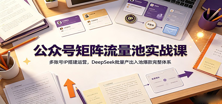 公众号矩阵流量池实战课：多账号IP搭建运营，DeepSeek批量产出入池爆款完整体系-heixxmi