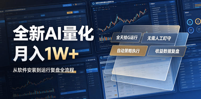 全新AI量化月入1W+，一台电脑全天挂G运行，不用盯不用操作，懒人专属副业！【揭秘】-heixxmi