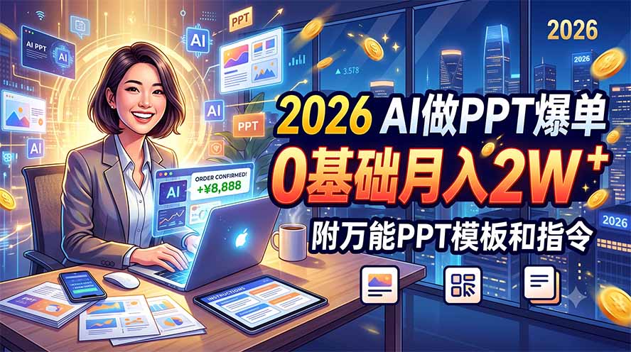 2026 AI做PPT爆单，0基础月入2W，附万能PPT模板和指令-heixxmi