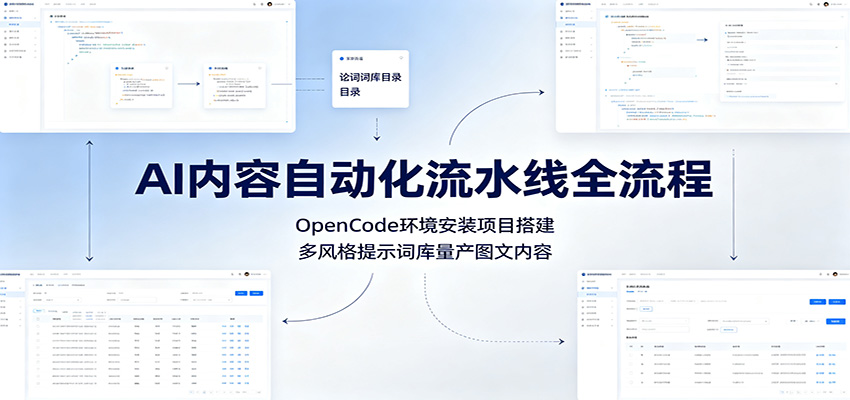 AI内容自动化流水线全流程：OpenCode环境安装项目搭建，多风格提示词库量产图文内容-heixxmi