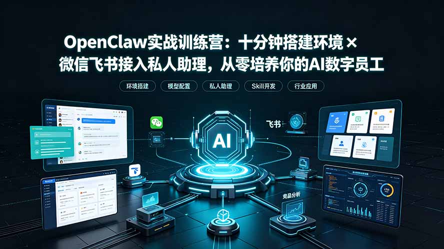 OpenClaw实战特训营：十分钟搭建环境×微信飞书接入私人助理，从零培养你的AI数字员工-heixxmi