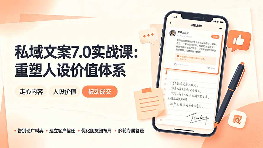 私域文案实战课7.0：重塑人设价值体系｜-告别硬广推销×走心内容×自我价值塑造，实现被动成交-heixxmi