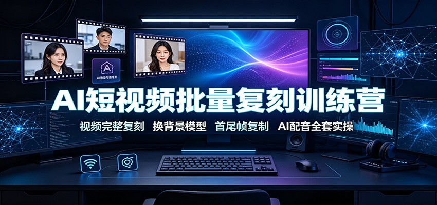 AI短视频批量复刻训练营：视频完整复刻，换背景模型、首尾帧复制、AI配音全套实操-heixxmi