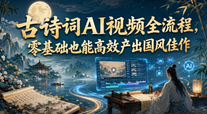 古诗词AI视频全流程，零基础也能高效产出国风佳作-heixxmi