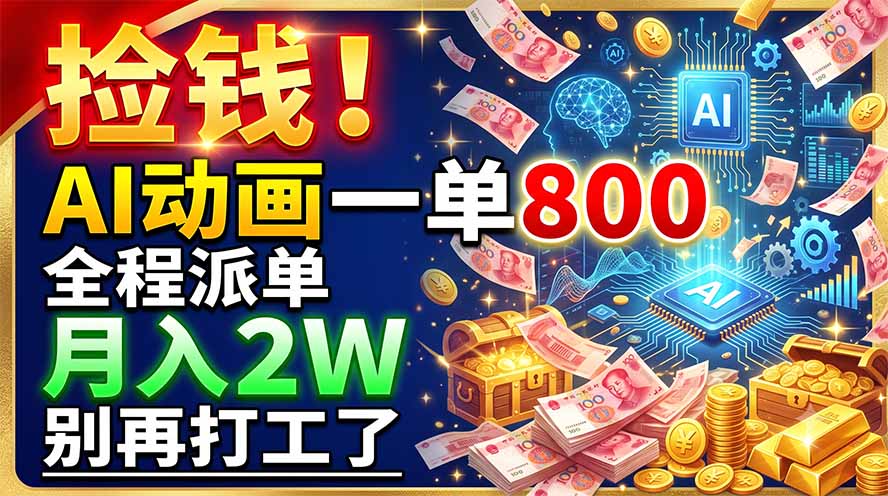 捡钱！AI动画一单800，全程派单，月入2W，别再打工了-heixxmi