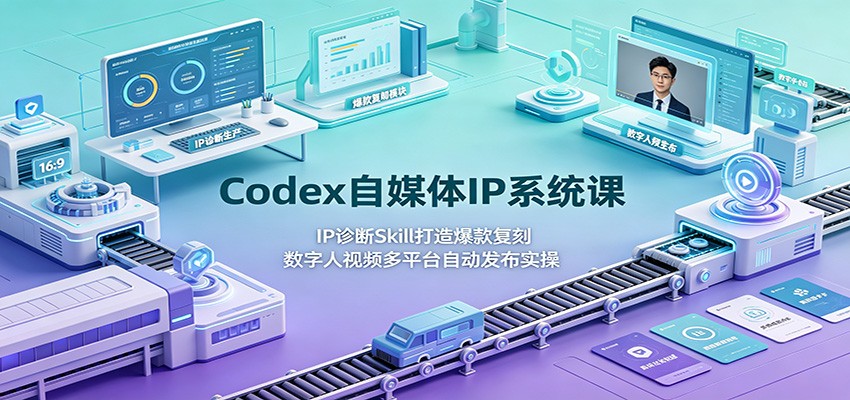 Codex自媒体IP系统课：IP诊断Skill打造爆款复刻，数字人视频多平台自动发布实操-heixxmi