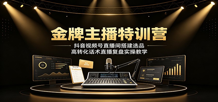 金牌主播特训营：抖音视频号直播间搭建选品，高转化话术直播复盘实操教学-heixxmi