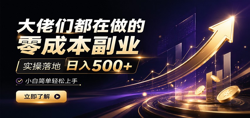 大佬们都在做的零成本副业，实操落地日入500+，小白一秒上手-heixxmi