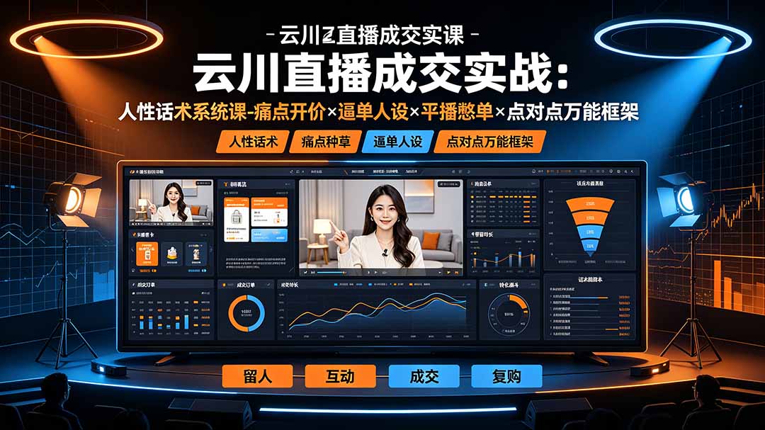 云川直播成交实战：人性话术系统课-痛点种草×塑品开价×逼单人设×平播憋单×点对点万能框架-heixxmi