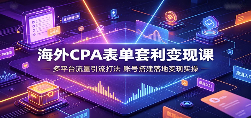 海外CPA表单套利变现课：多平台流量引流打法，账号搭建落地变现实操-heixxmi