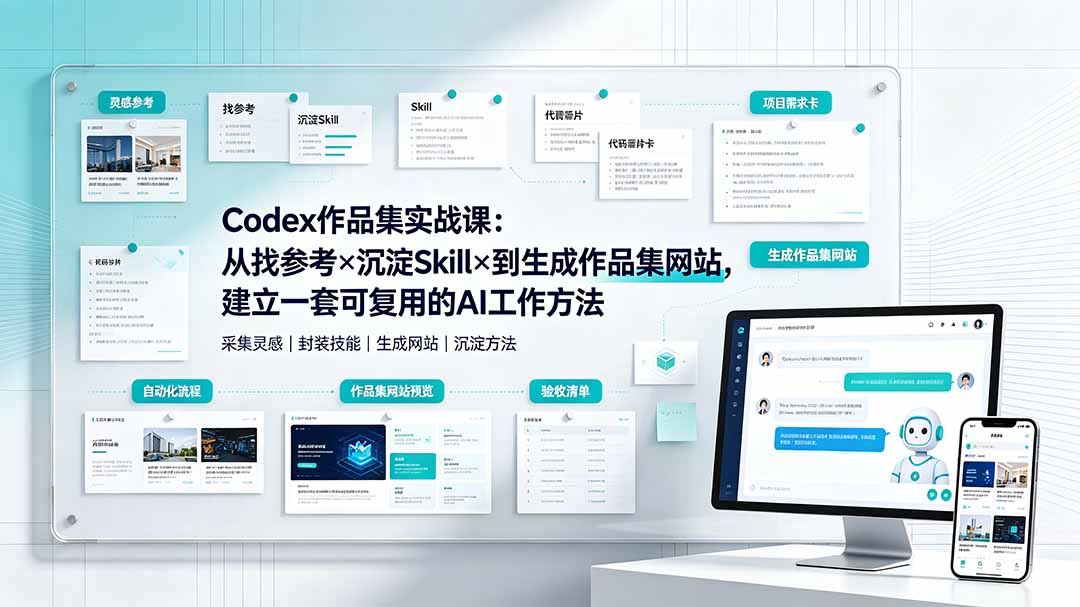 Codex作品集实战课：从找参考×沉淀Skill×到生成作品集网站，建立一套可复用的AI工作方法-heixxmi