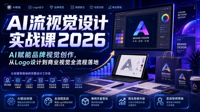 AI流视觉设计实战课2026：AI赋能品牌视觉创作，从Logo设计到商业视觉全流程落地-heixxmi