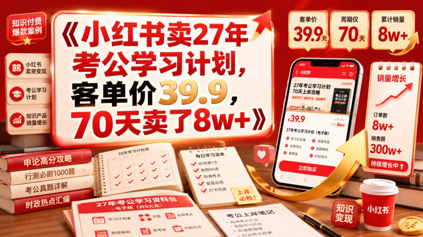 小红书卖27年考公学习计划，客单价39.9，70天卖了8w+！-heixxmi