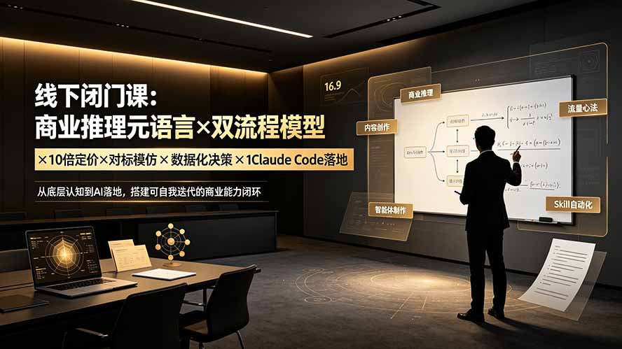 线下闭门课：商业推理元语言×双流程模型×10倍定价×对标模仿×数据化决策×Claude Code落地，击穿认知盲区-heixxmi