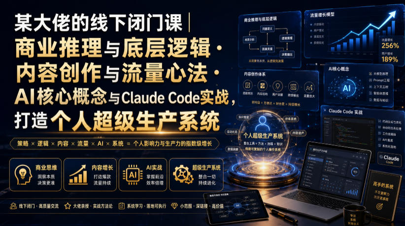 某大佬的线下闭门课｜商业推理与底层逻辑・内容创作与流量心法・AI核心概念与Claude Code实战，打造个人超级生产系统【录音+图片】-heixxmi