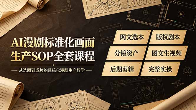 AI漫剧标准化画面生产SOP全套课程-更新，网文选本版权剧本分镜资产全覆盖，图文生视频后期剪辑完整实操教学-heixxmi