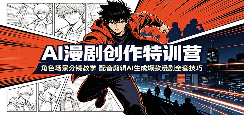 AI漫剧创作特训营：角色场景分镜教学，配音剪辑AI生成爆款漫剧全套技巧-heixxmi