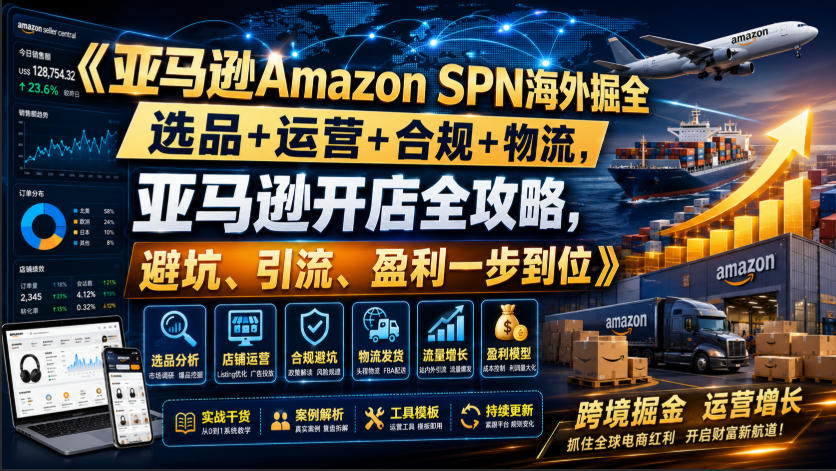 亚马逊Amazon SPN海外掘全，选品+运营+合规+物流，亚马逊开店全攻略，避坑、引流、盈利一步到位-heixxmi