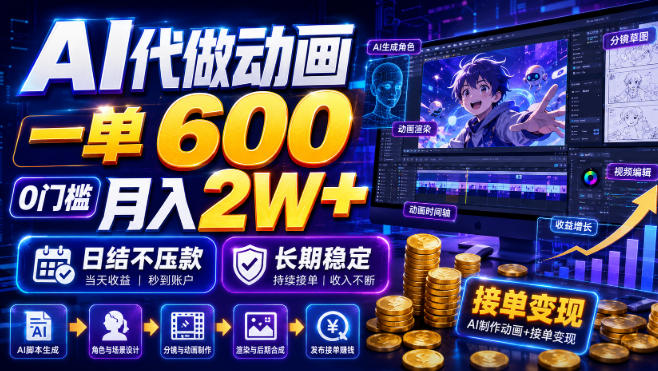 AI代做动画，一单600，0门槛月入2W+，日结不压款，长期稳定【揭秘】-heixxmi
