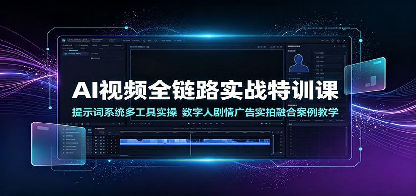 AI视频全链路实战特训课：提示词系统多工具实操，数字人剧情广告实拍融合案例教学-heixxmi