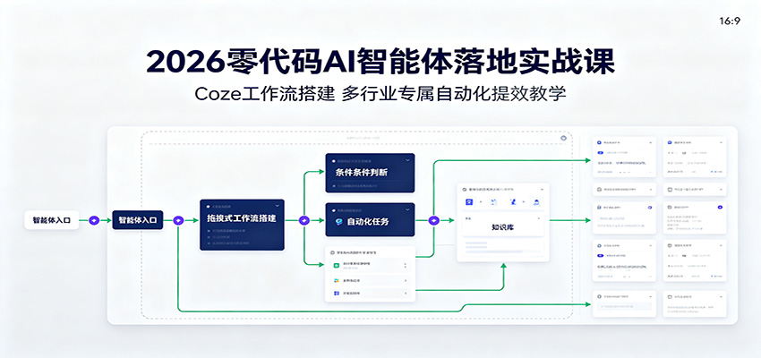 2026零代码AI智能体落地实战课：Coze工作流搭建，多行业专属自动化提效教学-heixxmi