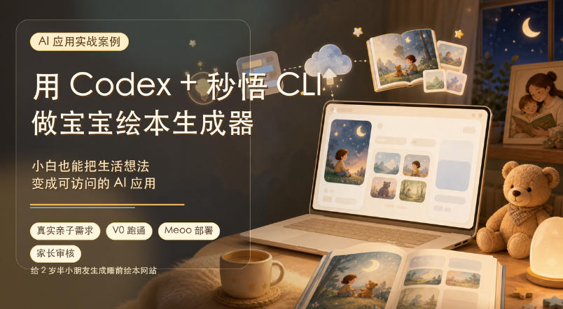 AI应用实战案例，用Codex+秒悟CLl做宝宝绘本生成器，小白也能把生活想法变成可访问的AI应用-heixxmi