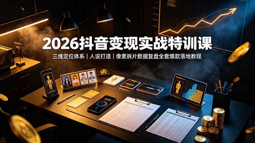 2026抖音变现实战特训课：三维定位体系｜人设打造｜像素拆片数据复盘全套爆款落地教程-heixxmi