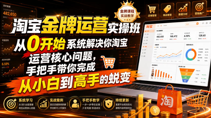 淘宝金牌运营实操班，从0开始系统解决你淘宝运营核心问题，手把手带你完成从小白到高手的蜕变(2026年7月)-heixxmi