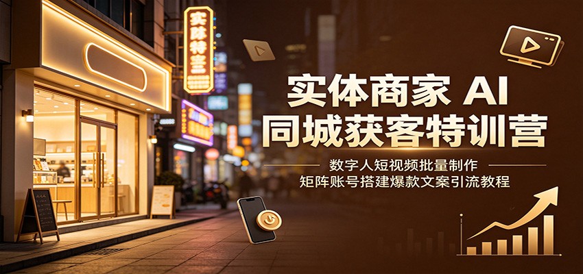 实体商家AI同城获客特训营：数字人短视频批量制作，矩阵账号搭建爆款文案引流教程-heixxmi