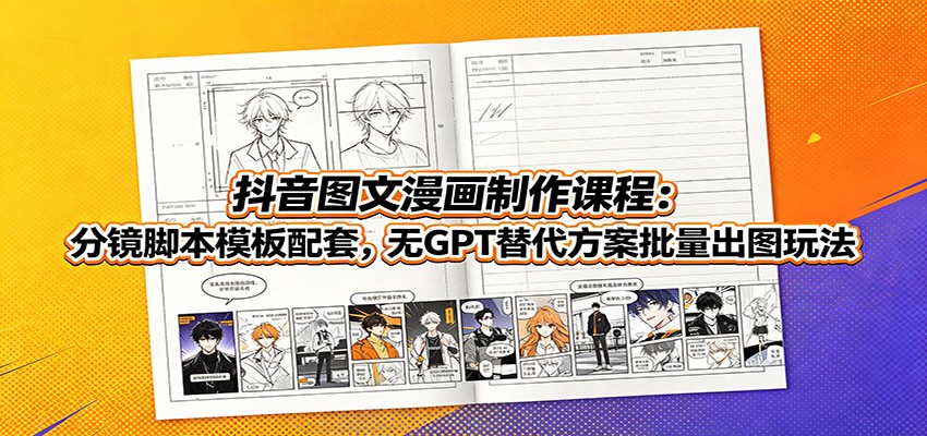 抖音图文漫画制作课程：分镜脚本模板配套，无GPT替代方案批量出图玩法-heixxmi