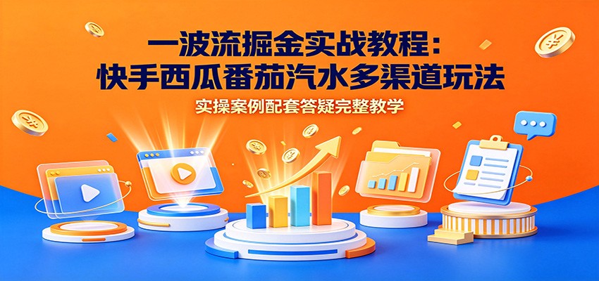一波流掘金实战教程：快手西瓜番茄汽水多渠道玩法，实操案例配套答疑完整教学-heixxmi