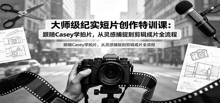 大师级纪实短片创作特训课：跟随Casey学拍片，从灵感捕捉到剪辑成片全流程-heixxmi