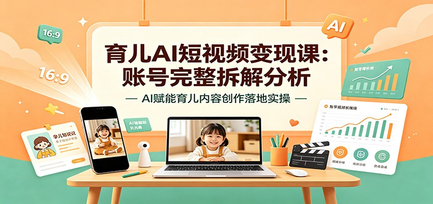 育儿AI短视频变现课：账号完整拆解分析，AI赋能育儿内容创作落地实操-heixxmi