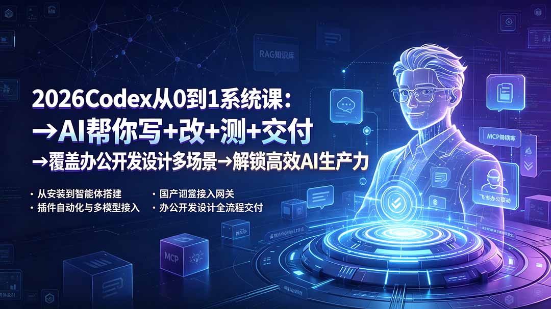 2026Codex从0到1系统课：→AI帮你写+改+测+交付→覆盖办公开发设计多场景→解锁高效AI生产力-heixxmi