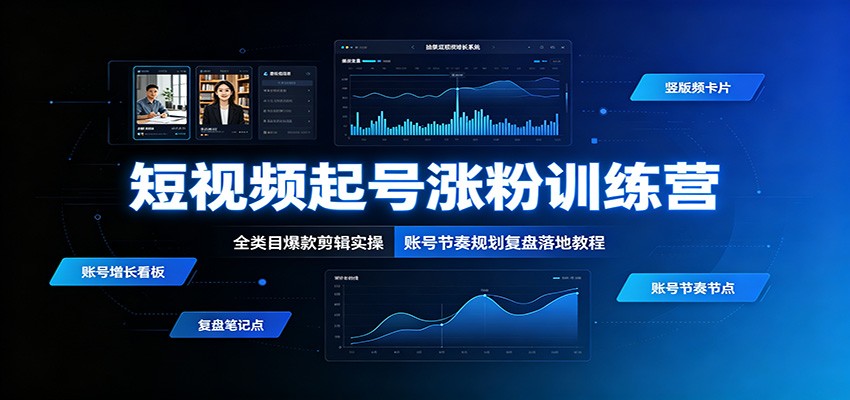 短视频起号涨粉训练营：全类目爆款剪辑实操，账号节奏规划复盘落地教程-heixxmi