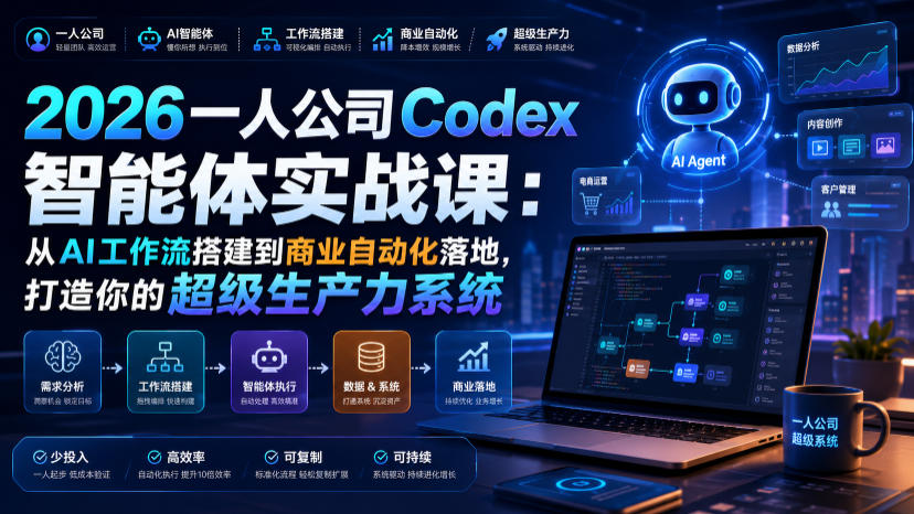2026一人公司Codex智能体实战课：从AI工作流搭建到商业自动化落地，打造你的超级生产力系统-heixxmi