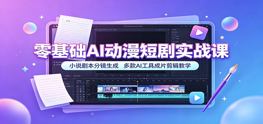 零基础AI动漫短剧实战课：小说剧本分镜生成，多款AI工具成片剪辑教学-heixxmi