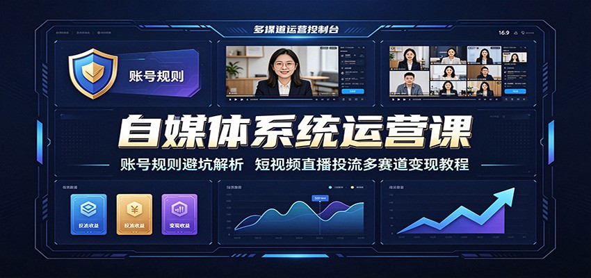 自媒体系统运营课：账号规则避坑解析，短视频直播投流多赛道变现教程-heixxmi