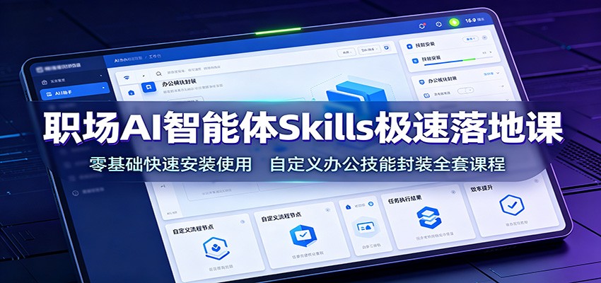 职场AI智能体Skills极速落地课：零基础快速安装使用，自定义办公技能封装全套课程-heixxmi