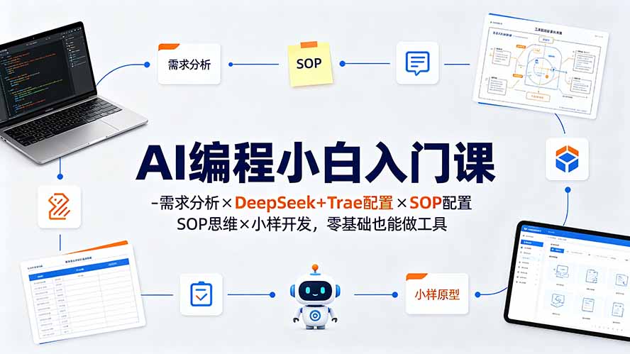 AI编程小白入门课-需求分析×DeepSeek+Trae配置×SOP思维×小样开发，零基础也能做工具-heixxmi
