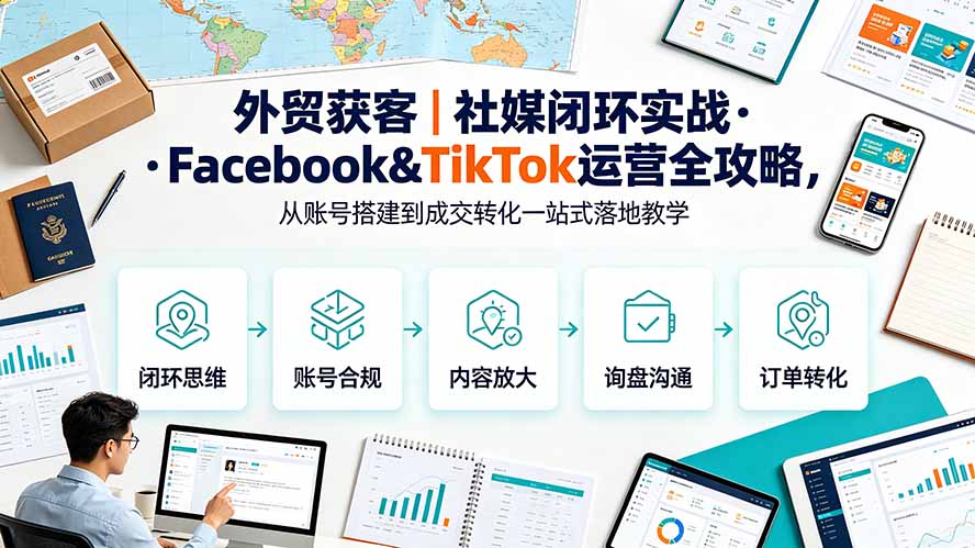 外贸获客｜社媒闭环实战·Facebook&TikTok运营全攻略，从账号搭建到成交转化一站式落地教学-heixxmi